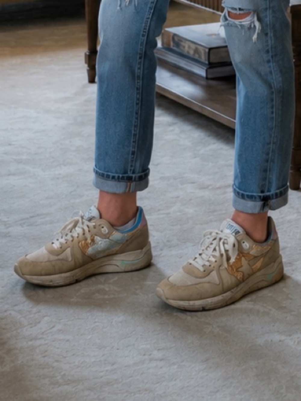 Golden Goose Running Tan and Gold Sneakers 40 - Picture 6 of 15